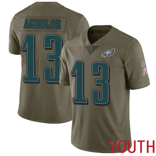 Youth Philadelphia Eagles #13 Nelson Agholor Limited Olive 2017 Salute to Service Football NFL Jersey->youth nfl jersey->Youth Jersey